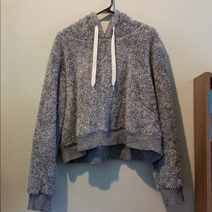 Grey Sherpa cropped hoodie